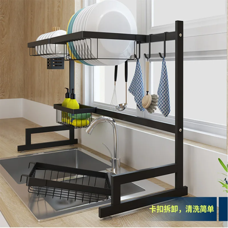 hot sell stainless steel leachate Storage rack kitchen cutting board Eating food dishes Single and double groove house dish rack