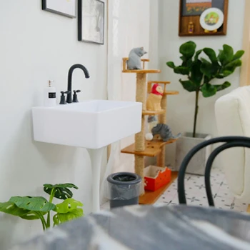 

1:6 Doll House Mini Model Furniture Accessories Sink, Basin, Faucet Small Parts For Dollhouse Decals~