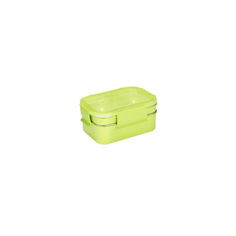 304 Ланч-бокс из нержавеющей стали без бисфенола, двухслойные студенческие бэнто-боксы, большой контейнер для еды - Цвет: Зеленый