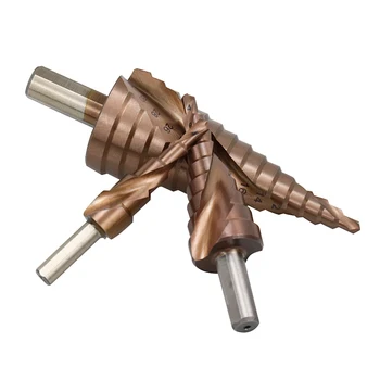 

woodworking tools drill bit 4 - 12 / 20 / 32mm HSS spiral grooved drill titanium coated step drill bit set for metal Hole Cutter