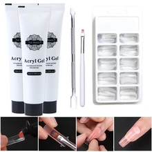4 шт/комплект полигель Набор ногтей кристалл акриловый гель для наращивания ногтей поддельные ногти советы Светодиодный УФ гель для ногтей лак маникюрный LA1522-1