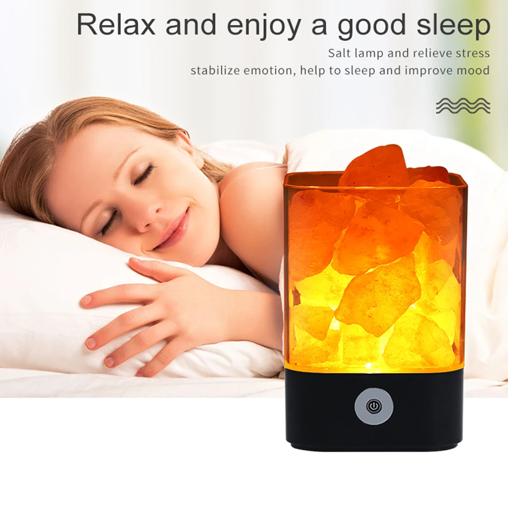 USB Himalayas Salt Crystal Rock Lamp Good For Health Small Mineral Negative Ionic Stone Lava Salt Night Light For Bedroom Light 6
