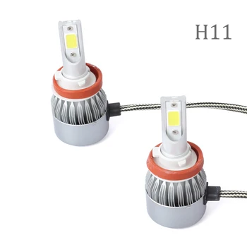 

2Pk Car White LED Lights Headlights C6 H8/9/11 8000K 12000LM High Low Beam Bulb