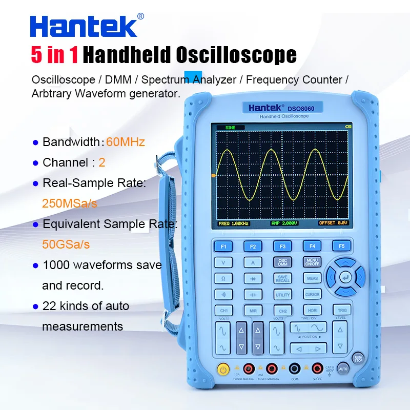 Hantek портативный осциллограф 5 в 1 60 МГц DSO8060 DMM/анализатор спектра/счетчик