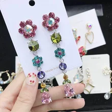 Женские серьги капельки с цветком Элегантные корейские из