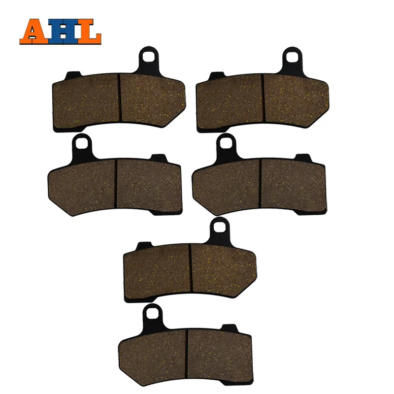 AHL 3 Pairs Motorcycle Brake Pad For HARLEY FLHTCU Ultra Classic Electra Glide 2008 2014 Black