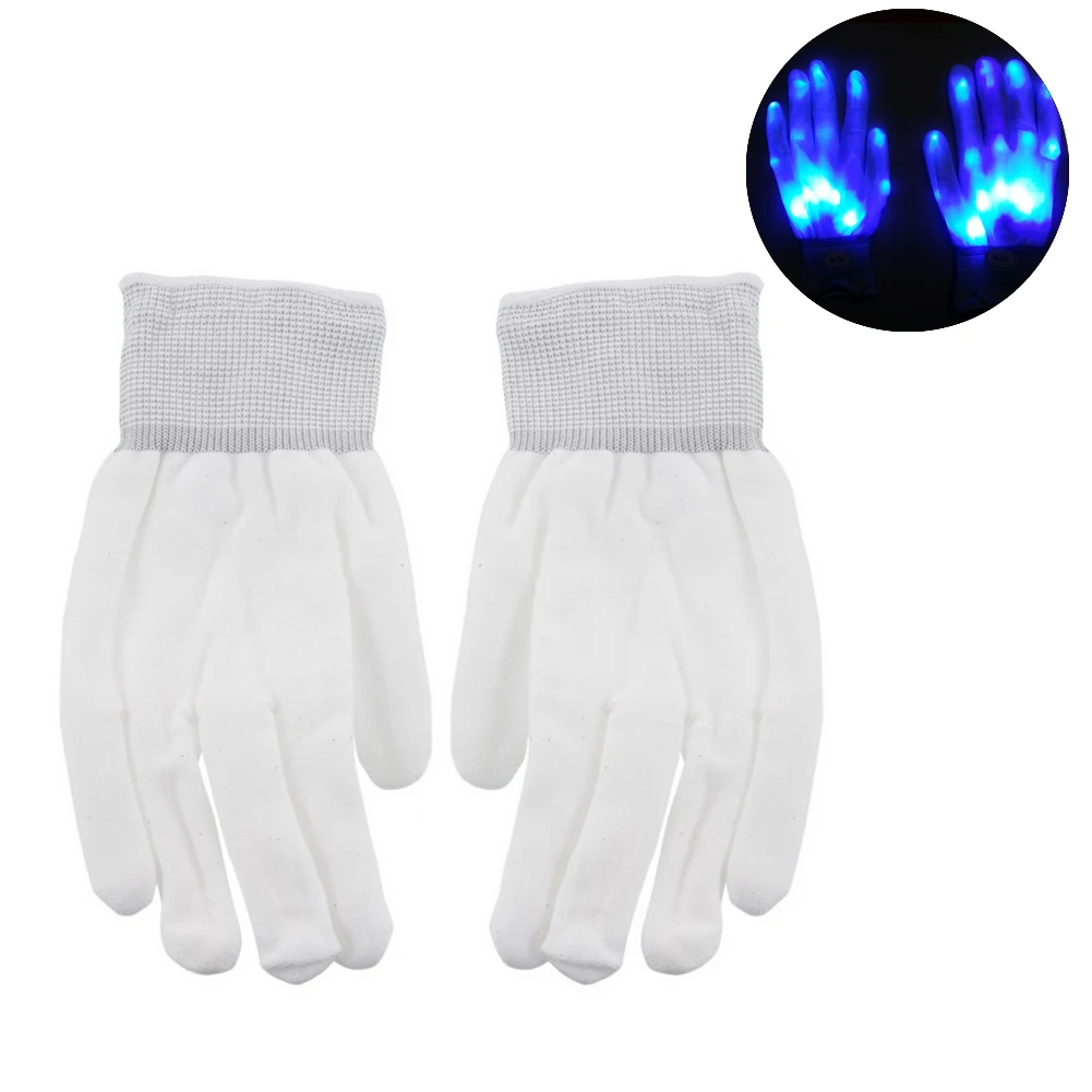 1Pair LED Light Up Hand Finger Glowing Gloves Halloween Christmas Costume Dance Decor Stage Performance Gloves Finger Decor