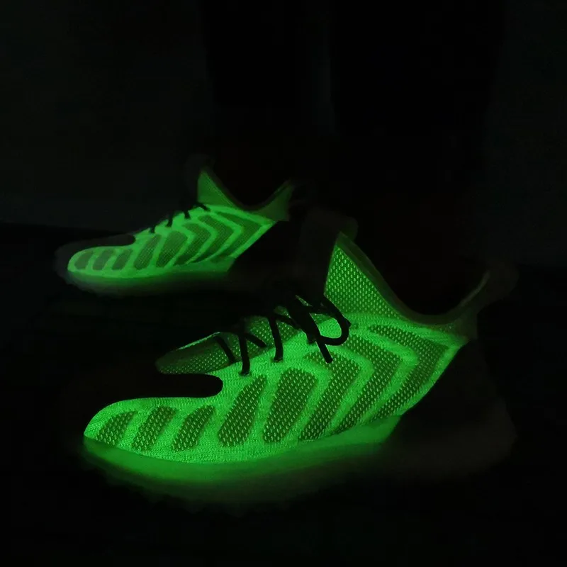 Running shoes men's lightweight casual mesh breathable fluorescent green comfortable jogging summer large size white sneakers