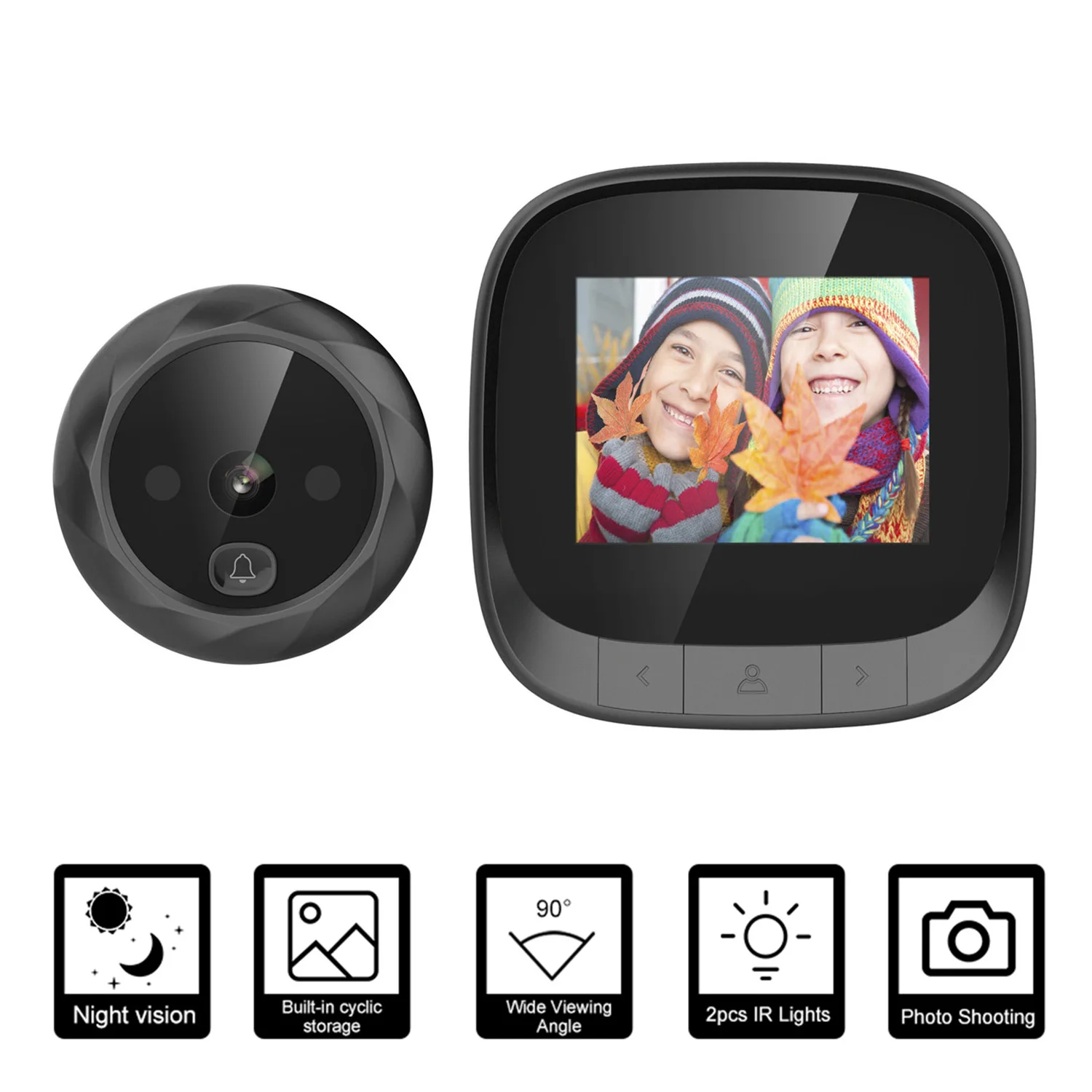 

Digital Doorbell Peephole Door Camera 2.4-inch LCD Screen Electronic Doorbell 90 Degree Wide Angle IR Digital Door Monitoring
