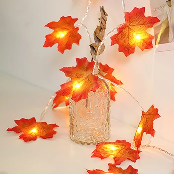 

2020 New Autumn Decoration 20 LED Artificial Autumn Leaves Maple Leaves Fall Garland String Light Decor Halloween Christmas