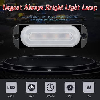 

10PCS Urgent Light 12W 4LED Blue Truck Motorcycle Off-road Anti-collision