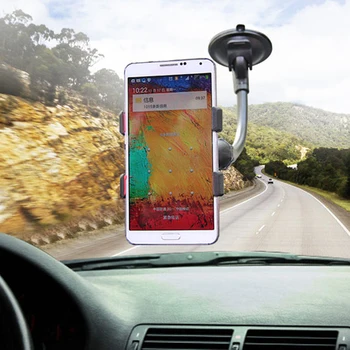 

Dual 360 Rotation Car Phone Holder Adjustable Long Arm Windshield Car Mount Cradle Suction Cup Stand Support Universal
