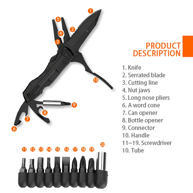 

Multifunctional Folding Pliers Portable Ultralight Outdoor Tools Screwdriver Knife Opener Stainless Steel EDC Camping Hiking