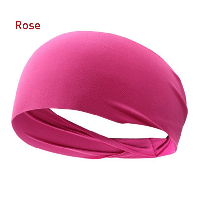 Rose 1 шт., красочная эластичная ткань, повязка на голову для йоги, спортивный Напульсник для женщин/мужчин, Беговая резинка для волос, тюрбан, фитнес-повязка, спортивные аксессуары - Цвет: Rose