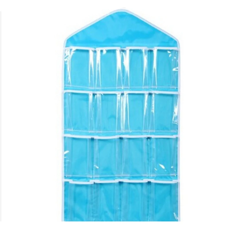 Multifunction Clear Socks Cosmetic Toy Underwear Sorting Wall Storage Hanging Bag Closet Organizer bag cajas organizadoras - Цвет: blue