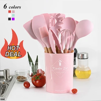 

Silicone Kitchenware Cooking Utensils Heat Resistant Kitchen Non-Stick Cooking Utensils Tool Sets Kitchen Baking Tools With Box