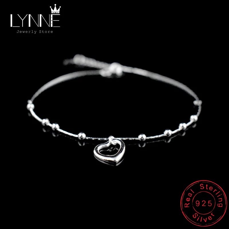 New Fashion Foot Anklet 925 Sterling Ladies Silver Anklets Bracelet Chain For Women Love Heart Pendant Foot Pulseras Jewelry