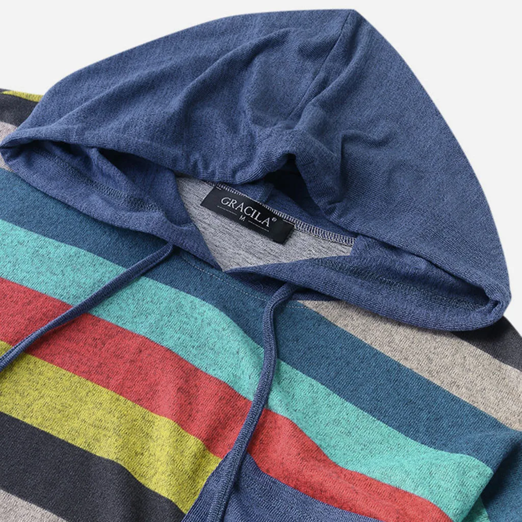Jaycosin Fashion Autumn Casual Female O-Neck Multicolor Striped Sweatshirt Long Sleeve Comfortable Pocket Jumper Pullover 14#4