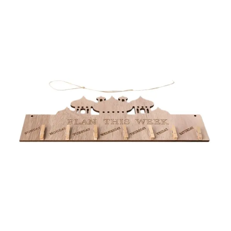 

DIY Wooden Hanging Photo Clips Board Plaque Sign Memo Note Message Clip Clamp With Rope Handicrafts Eid Decor