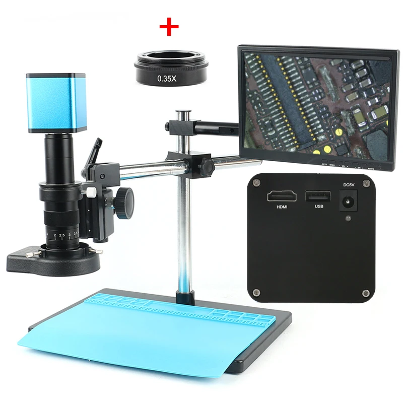 Autofocus Sony IMX290 Sensor Verstelbare 180X Hdmi Wifi Industriële Video Microscoop Camera Set Lab Pcb Cpu Solderen Werk Systeem Autofocus Sony IMX290 Sensor Verstelbare 180X Hdmi Wifi Industriële Video Microscoop Camera Set Lab Pcb Cpu Solderen Werk Systeem