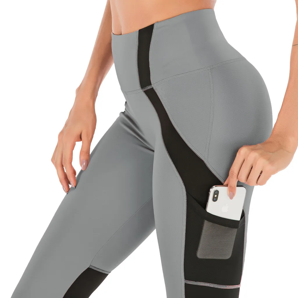 Leggins Mujer 2019Top женские леггинсы с карманами для занятий фитнесом спортом в тренажерном зале Беговые Спортивные штаны