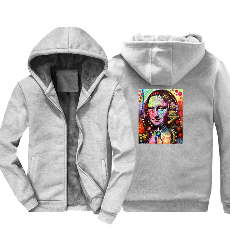 Модные толстовки Mona Lisa Neon разноцветные с капюшоном Leonardo Da Vinci зимние Утепленные толстовки мужские забавные уличные