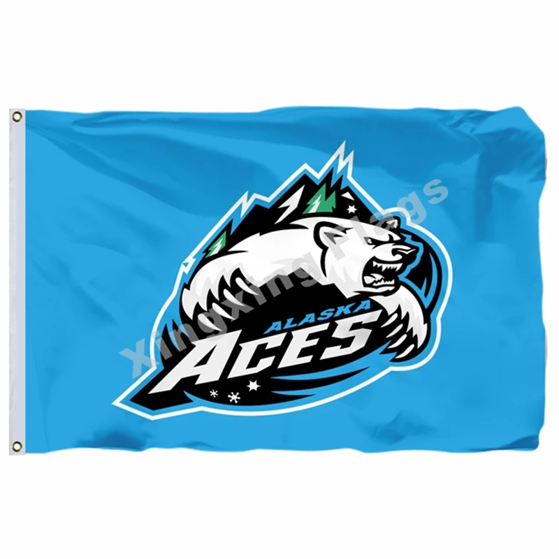 Аляска флаг &quotAces&quot ECHL баннер касательно видоизмененного Флаг США 3ft X 5ft
