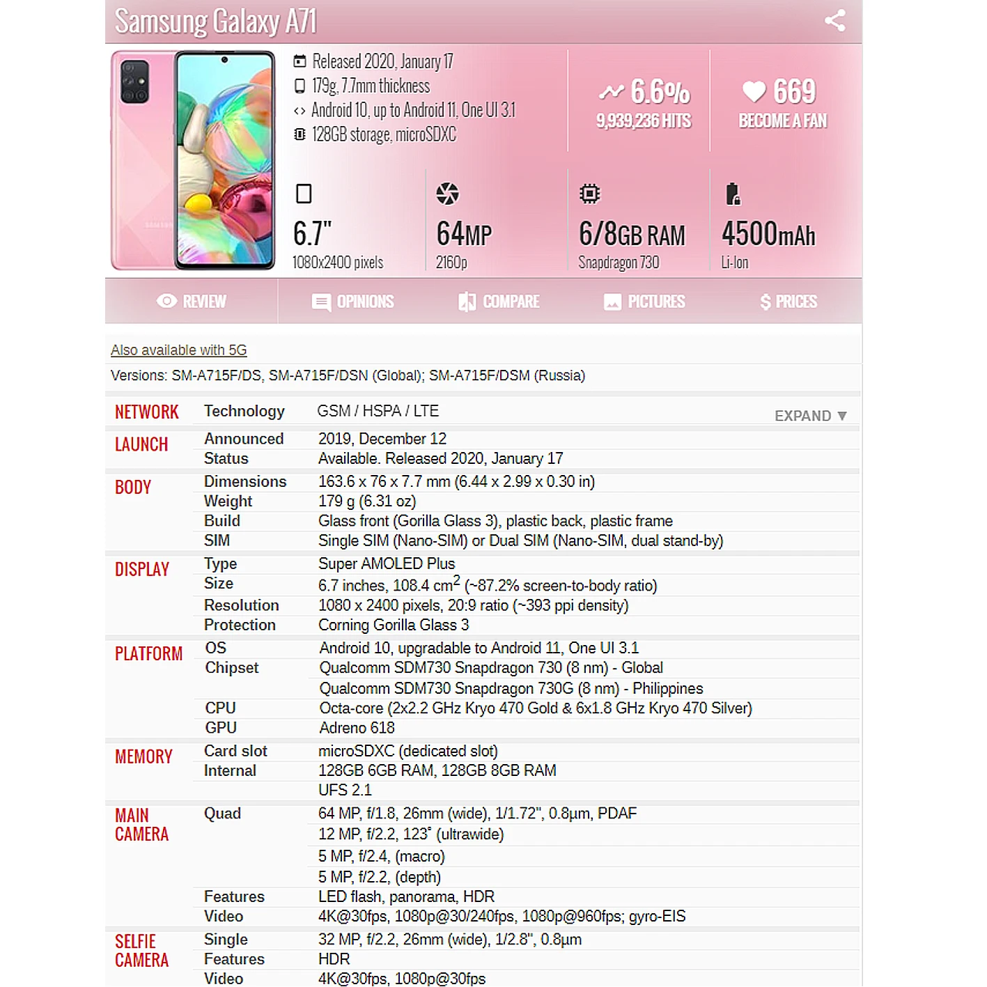 Galaxy A51 A71 Price Samsung Galaxy A71 Camera Specs For Samsung