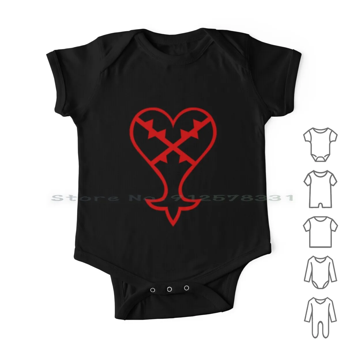 

Heartless Emblem Newborn Baby Clothes Rompers Cotton Jumpsuits Kingdom Hearts Fan Art Darkness Light Keyblade Heartless Shadow
