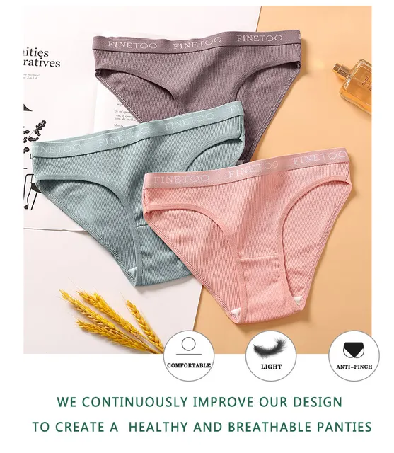 FINETOO New M-2XL Women Underpants Custom Letter Panties Breathable Cotton  Underwear Ladies Briefs Casual Panty Female Lingerie