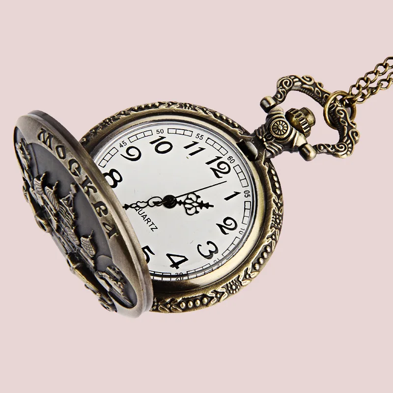 Трендовые винтажные карманные часы с necklace ем ислам двойная крестость Открытый Кварц