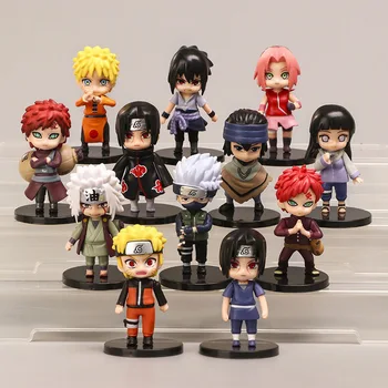 12pcs/set Naruto Anime Shippuden Hinata Sasuke Itachi Kakashi Gaara Jiraiya Sakura Q Version PVC Figures Toys Dolls Kid Gift 1