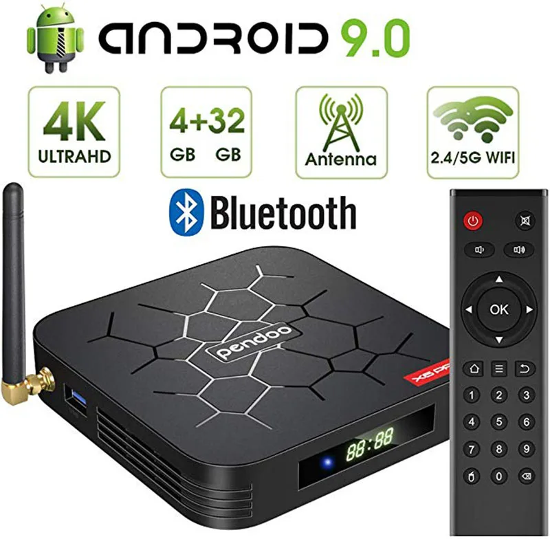 

Android 9.0 TV Box 4K Quad Core ARM 64Bit RAM 32G ROM 2.4G &5G WiFi BT5.0 Smart Media Player