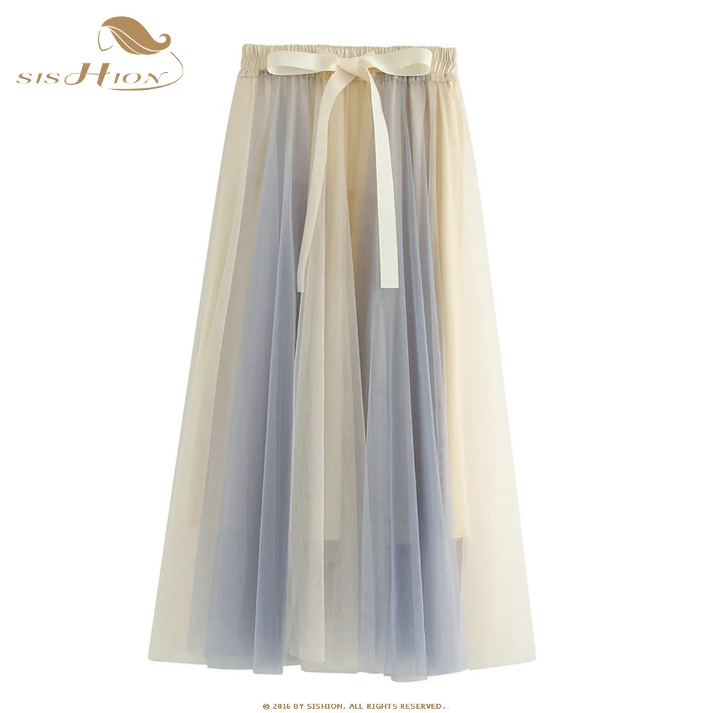 SISHION 2022 Women Elegant Long Tulle Skirt WF0062 Ladies Pretty