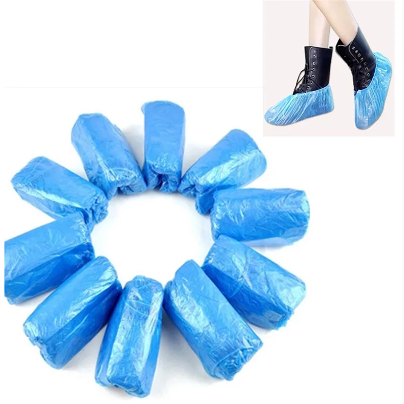 

20 Pcs Plastic Waterproof Disposable Shoe Covers Rainy Day Carpet Floor Protector Thick Cleaning Shoe Cover Blue Overshoes
