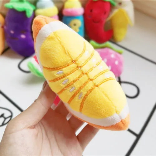 Vegetables 5 Chew Play Toys Pet Squeaky Puppy Chew Squeaker Quack Sound Doll Toy Creative Simulation Donut Pet Supplies Dog Toys PT017-yellow