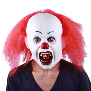 

Halloween Horror Zombie Clown Mask Red Hair Nose Joker Masks Masquerade Party Costume Cosplay Props