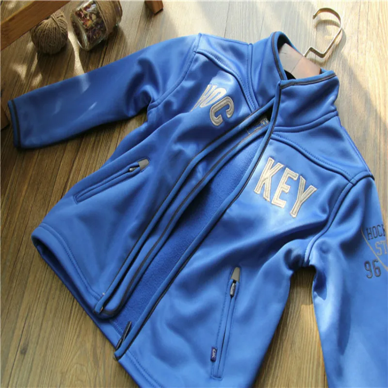 

High Quality Children Spring And Autumn Sports Jacket Plus Velvet Soft Shell Jacket 3-14Y Boy Blouse Kids Clothes