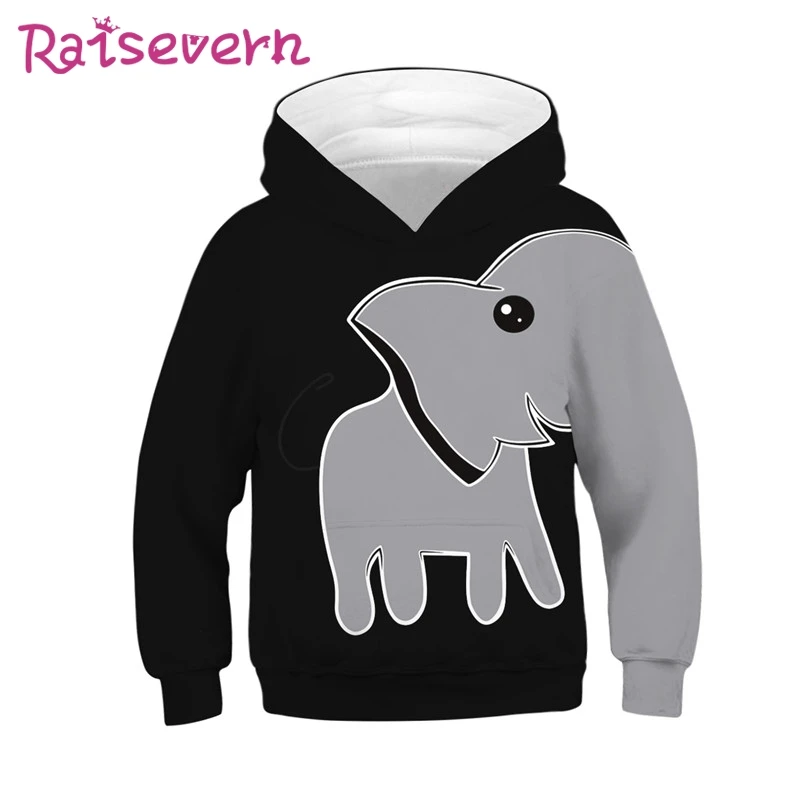 Elephant 3D Print Children Hoodies Animal Printed Unisex Hooded Girls Boys Jackets Sweatshirts Autumn Winter Kids Tops