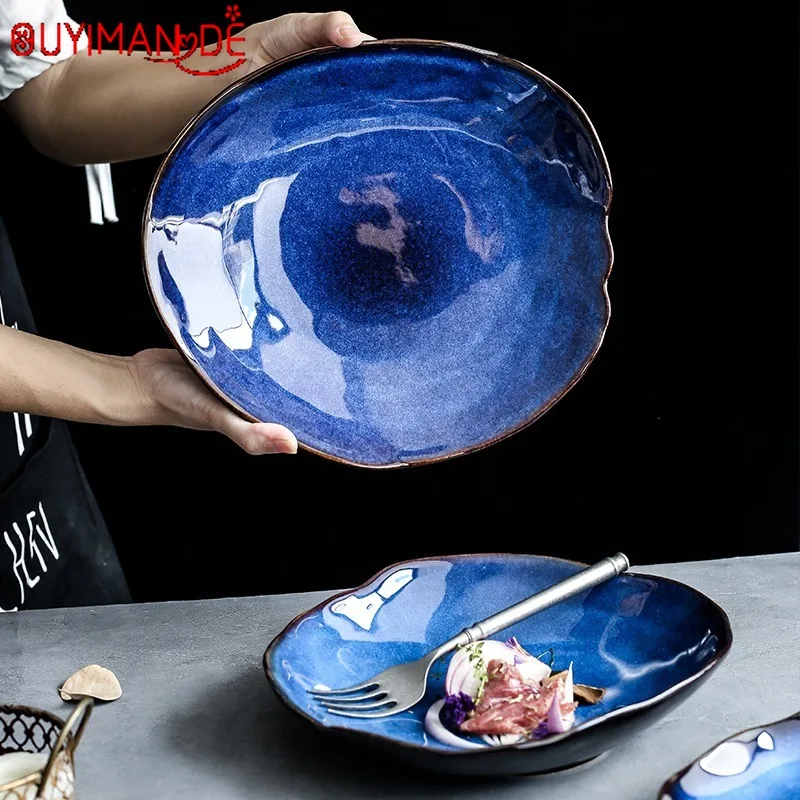 

Nordic Ceramic food dish plate household pottery irregular dish salad platter dish dinnerware for kitchen dinnerware bowl