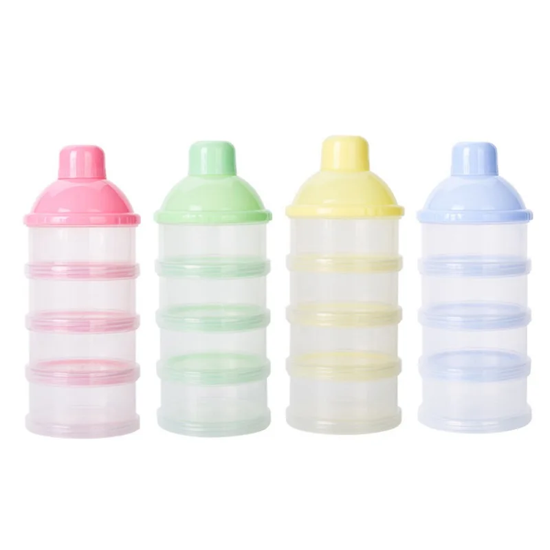

New Toddler Baby Portable Baby Milk Powder Container Dispenser PP High Quality Non-Spill Stackable 4-Layers Travel Storage Box