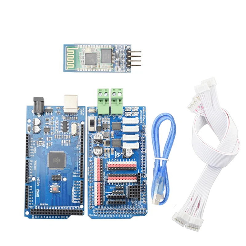 Hc-06 Controller with Mega2560 Board for Arduino 4 Channels Motor Driver 9 Channels Servos Shield Board for Mecanum Wheel