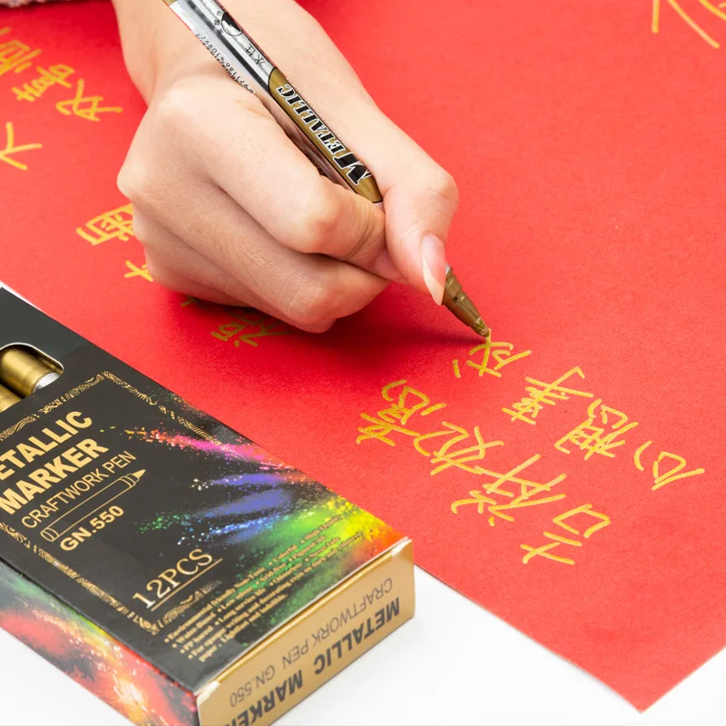 Hot Sale Diy Metal Waterproof Permanent Paint Marker Pens Sharpie Gold And Silver 1.5mm Student