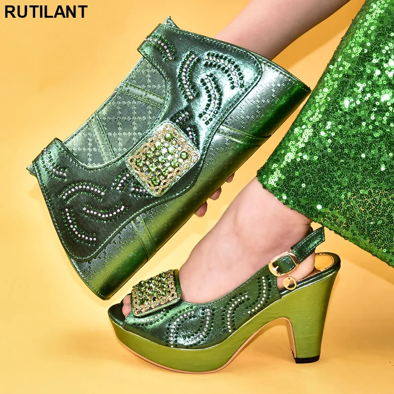

Italian Shoes with Matching Bags Latest Design High Quality African Party Wedding Shoes Matching Shoes and Bag Set In Heels