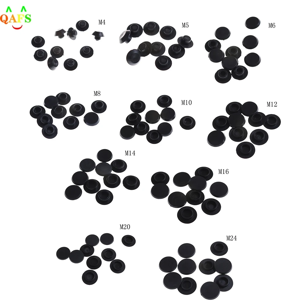 10PCS M5-24 Practical Black Hex Socket Fasteners Screws Covers Caps Allen Bolt Screw Nut Round Head Cover Cap Protector screw caps bolt nut covers