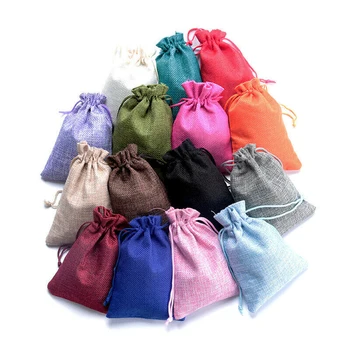 

50PCS New Jute Drawstring Burlap Bags Wedding Favors Party Christmas Gift Jewelry Hessian Sack Linen Pouches Packing Storage Bag