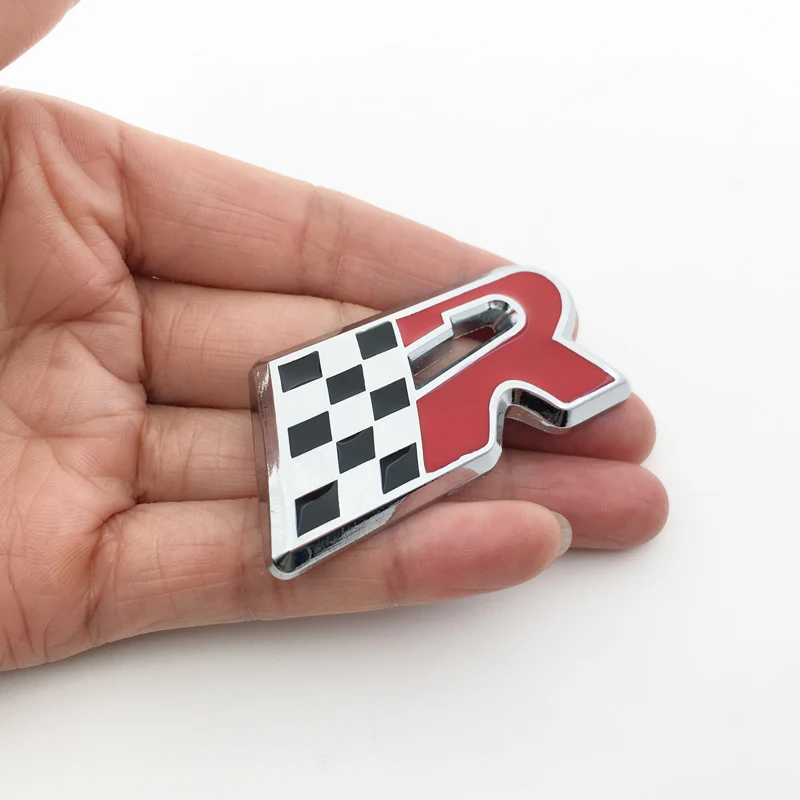 Металлическая 3D наклейка Гоночный флаг Логотип R эмблема значок Стайлинг