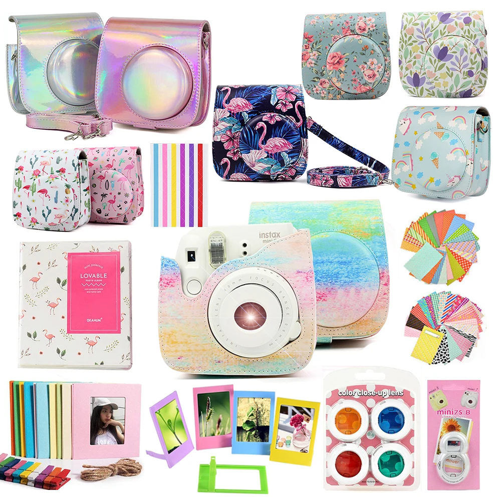 

Fujifilm Instax Mini Case Bag Camera Accessories Kit Photo Album Lens Filters Stickers For Instax Mini 8 Mini 9 Instant Camera