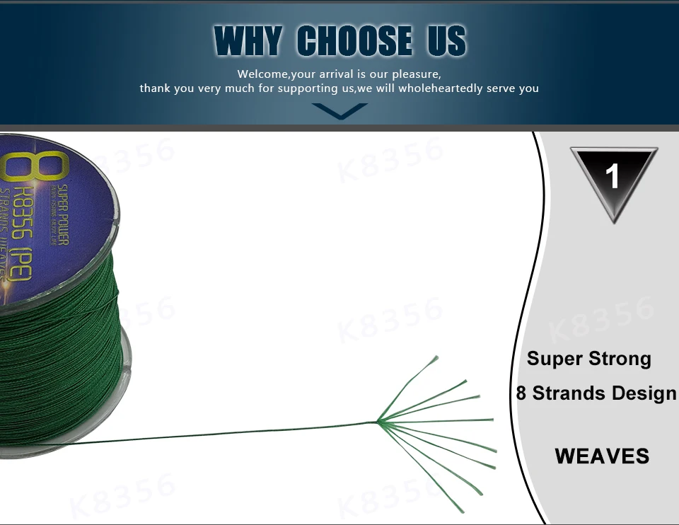 K8356 100M109Yards 8 Stands PE Line Braided Fishing Line 100% PE Multifilament Fishing Line Super Strong High Quality 22-78LB (9)