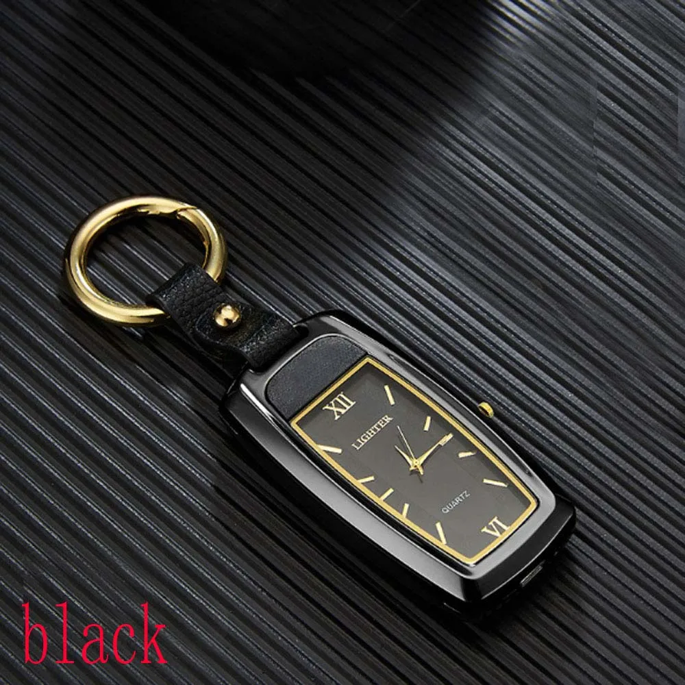 Многофункциональные часы USB прикуриватель фонарик - Цвет: black